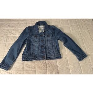 Vintage Johnnie b Kids Denim Jacket Blue Floral Lined Size 9-10Y Girls Jean Coat
